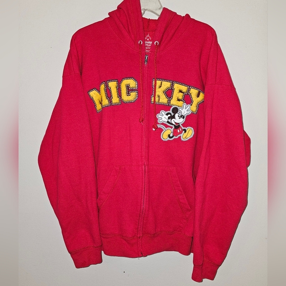 Walt Disney World Mickey Mouse Red Full-Zip Hooded Sweatshirt Mens